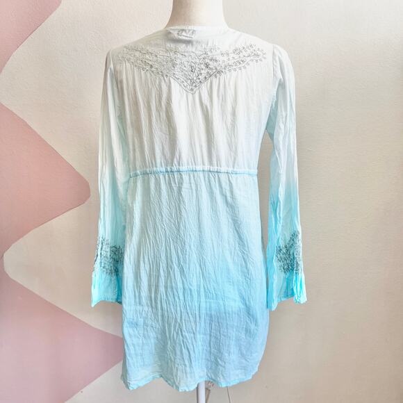Ravinya Embroidered‎ Babydoll Tunic Cover Up Y2K Boho Festival Retro Medium - Picture 3 of 6